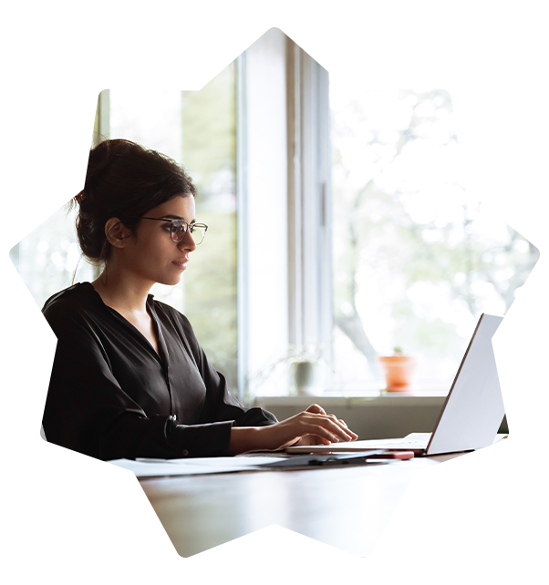 Woman working in a open office