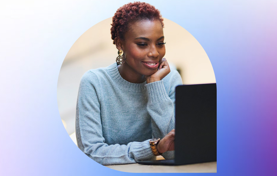 Woman working on laptop