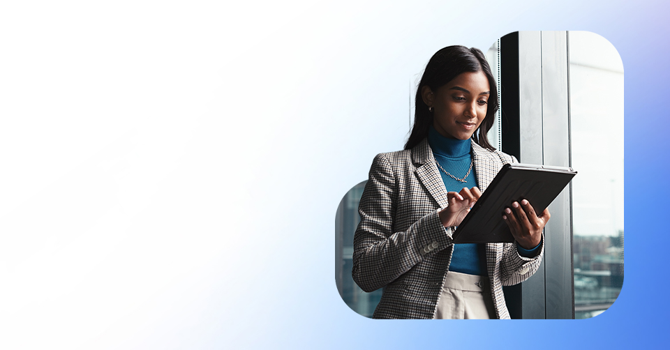 Woman working on tablet