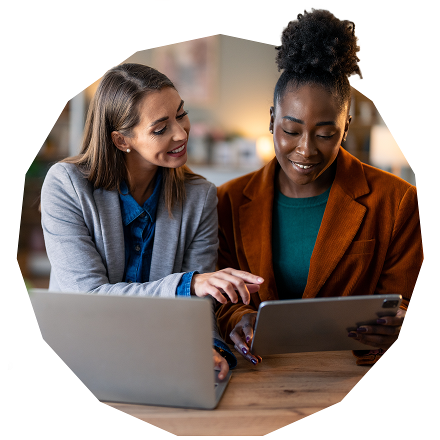 Teammates working together