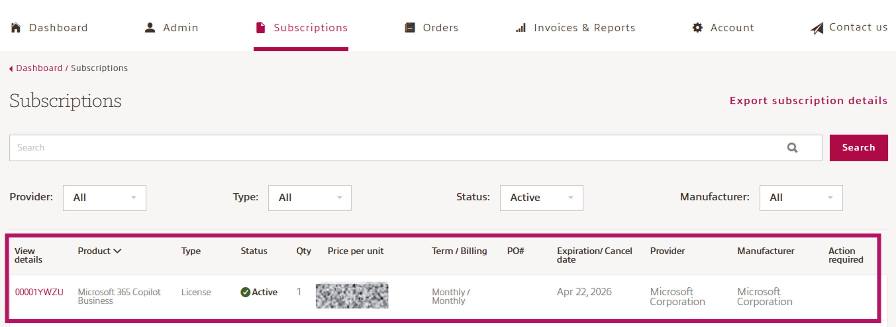 Invoices and Reports screenshot