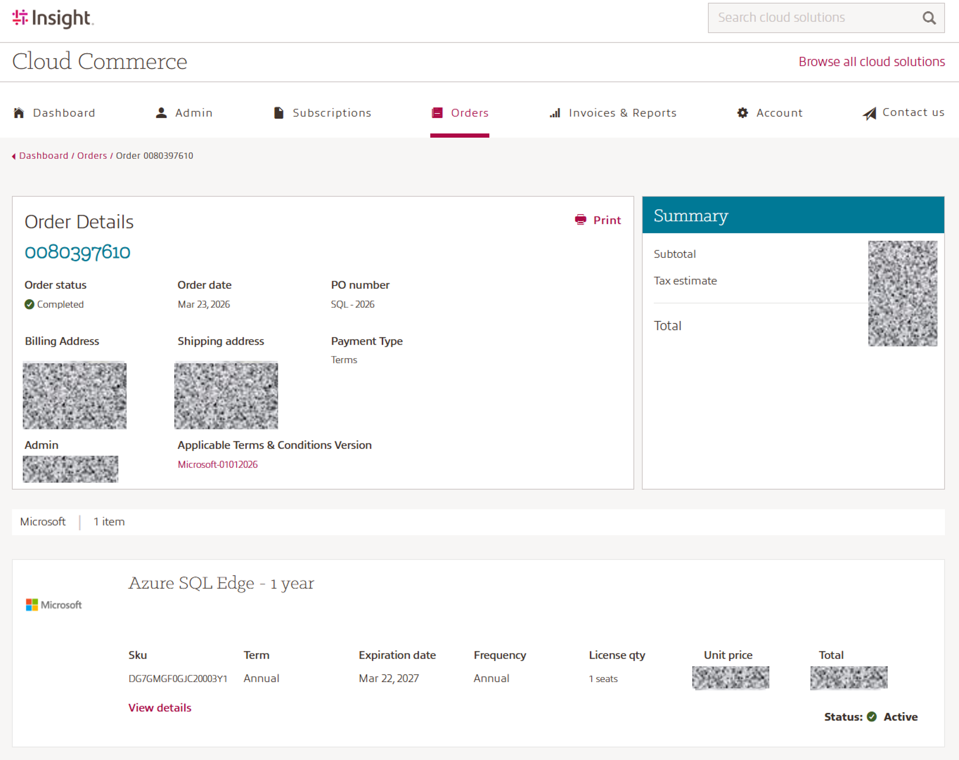 Order Details screenshot