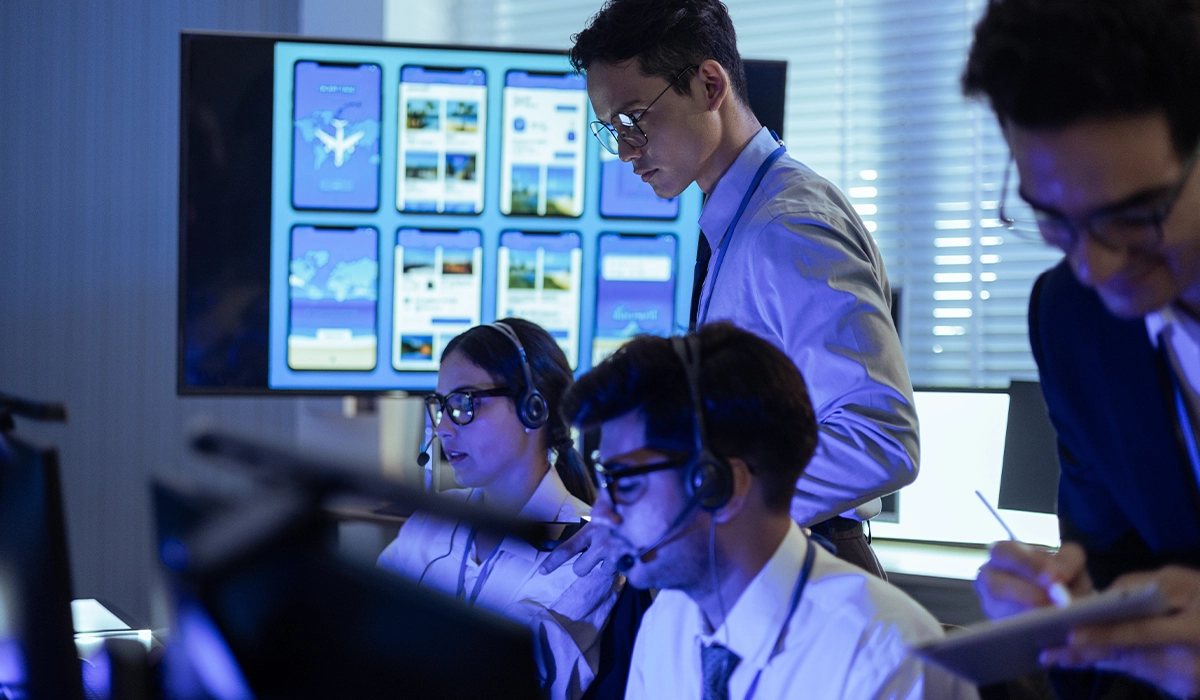 Cyber team using machines