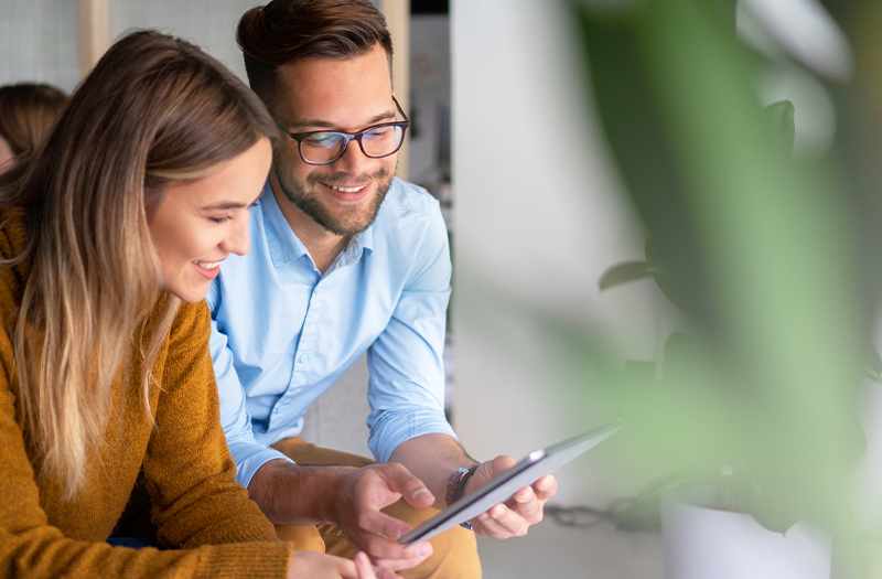 Man and woman working together