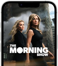 iPhone 17e front screen showing the Apple TV+ series The Morning Show