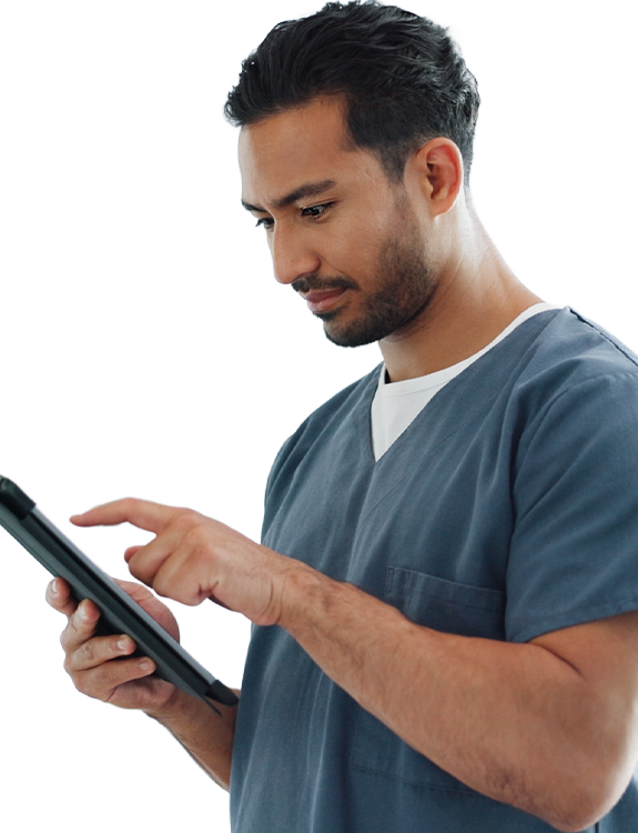 Doctor holding tablet
