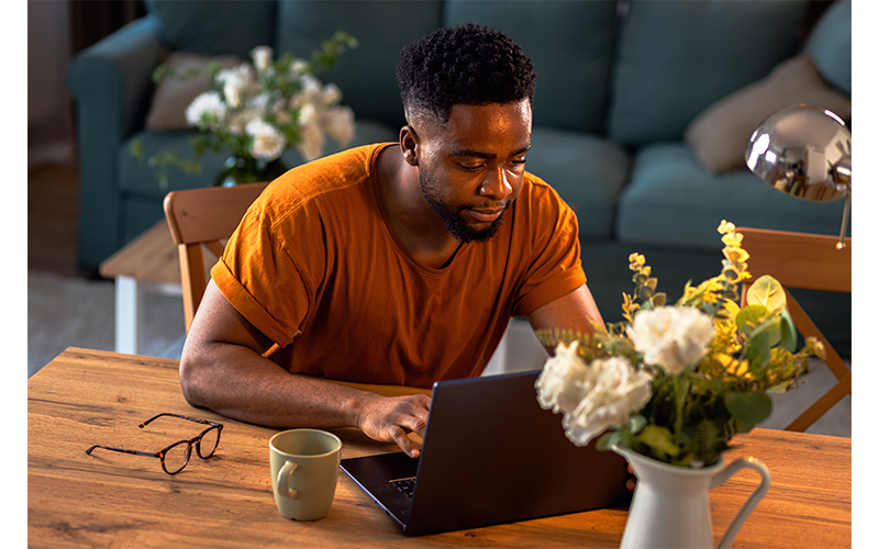 Man working on a laptop