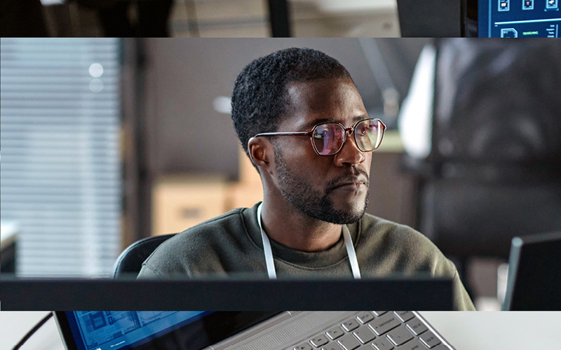 Man working on a PC