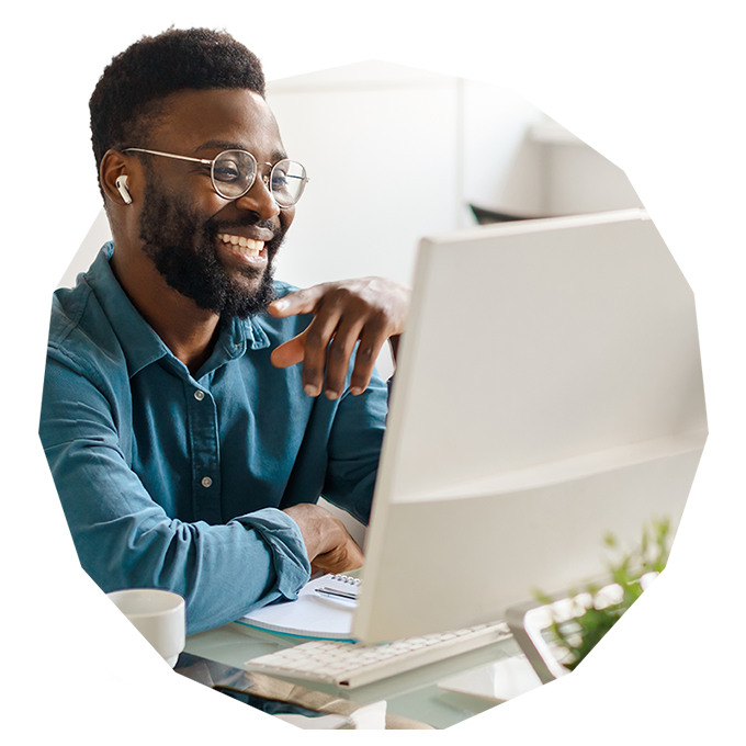 Man using laptop in office