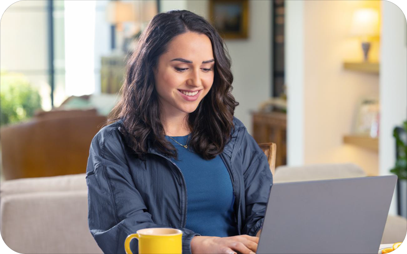 Business professional working on laptop