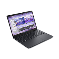 pink outline icon of laptop with a gear on the screen