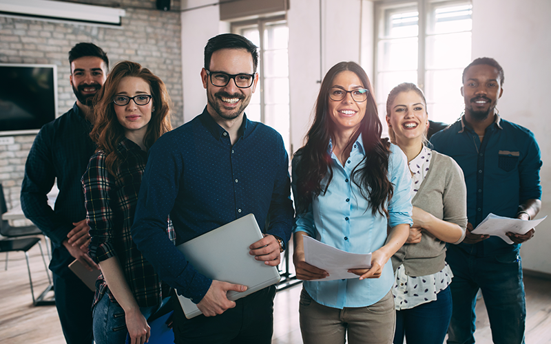 Business professionals working with the Chrome OS
