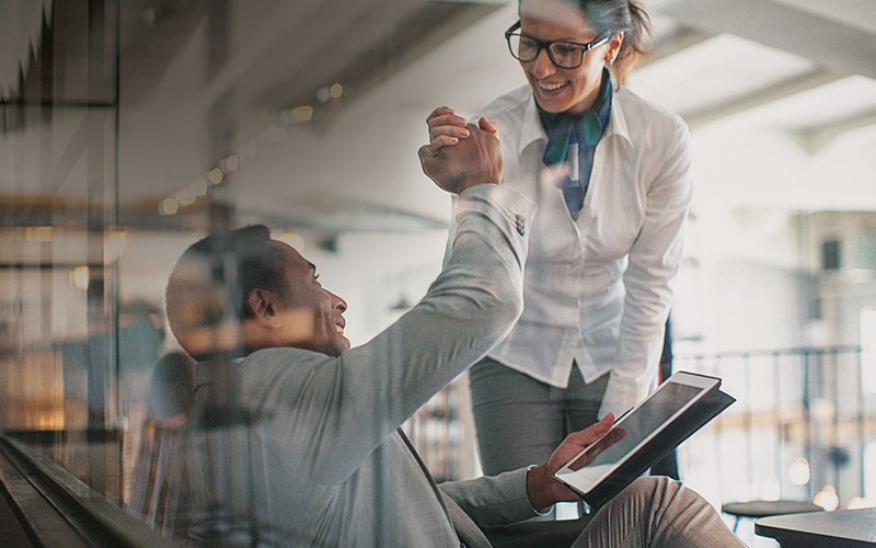 Business professionals working with the Chrome OS