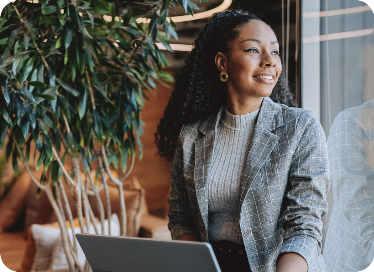 Business professional working on laptop