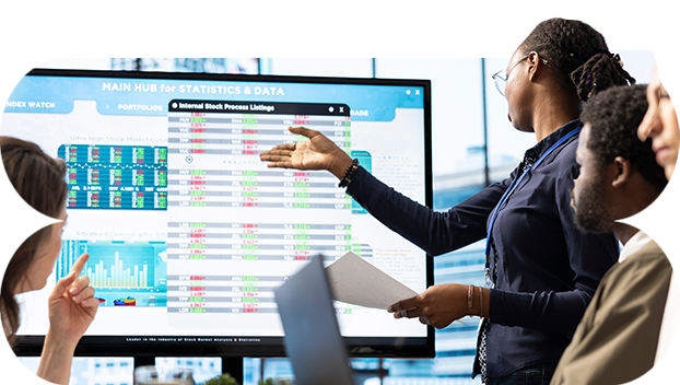 Female presenter smiling during the hosting of a webinar series