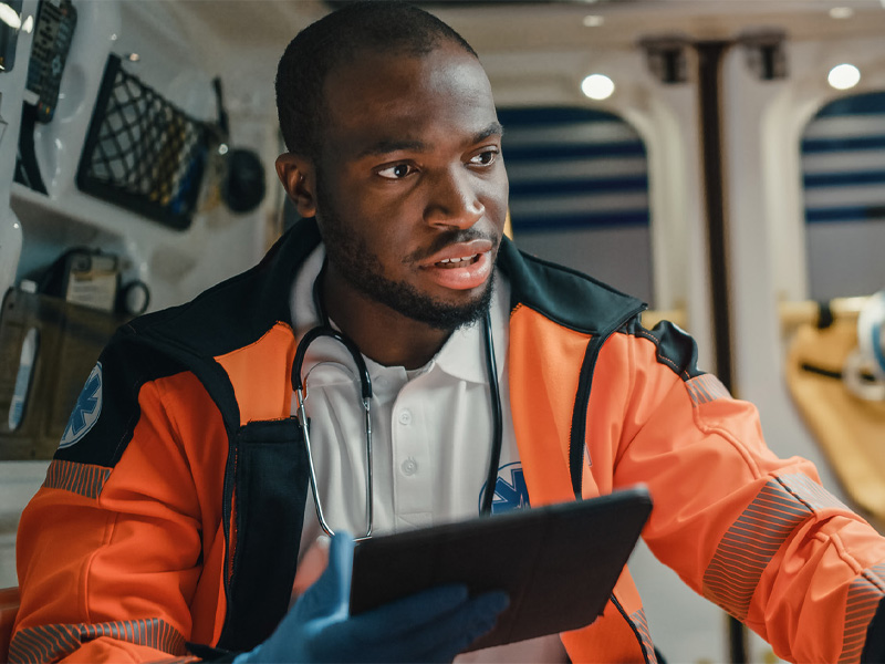 Student holding a tablet