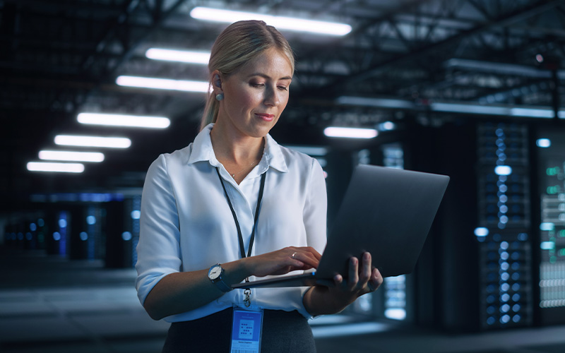Woman working on laptop