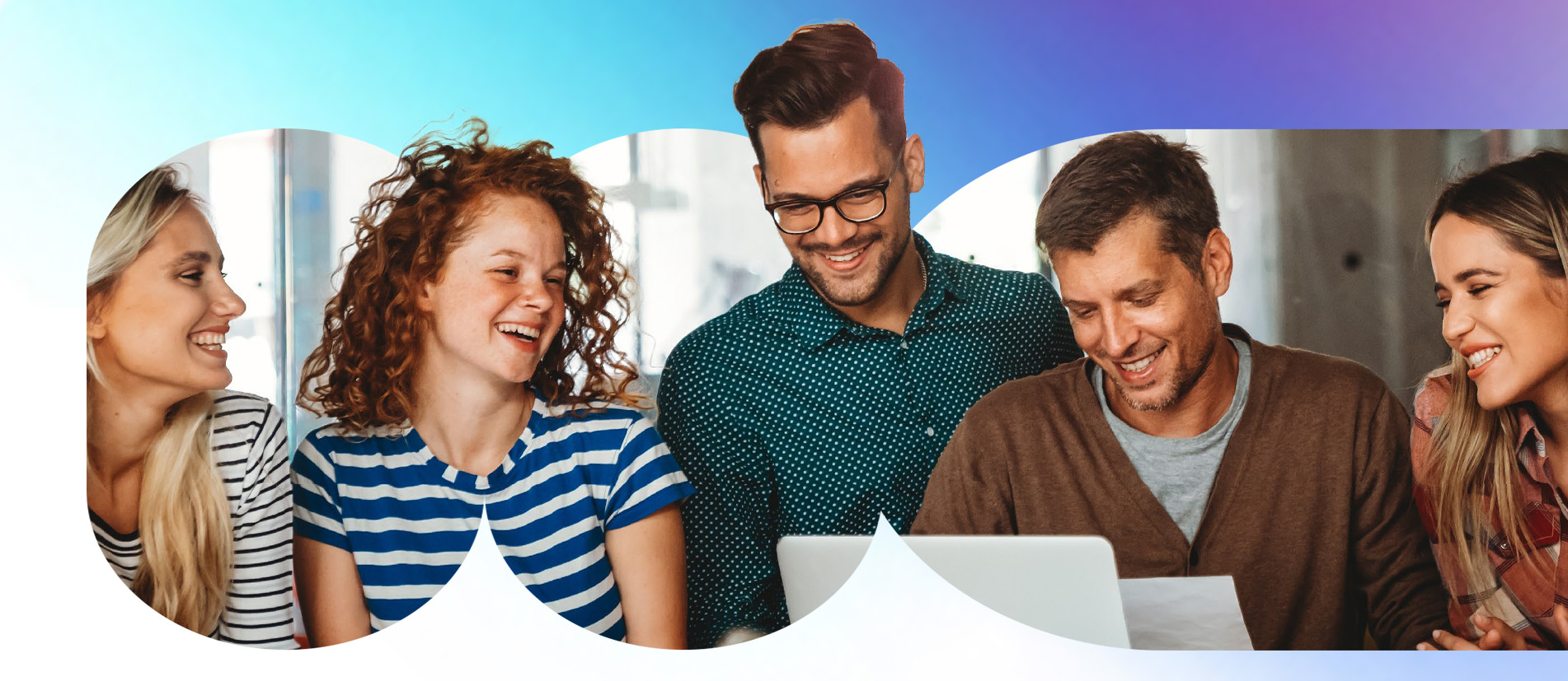 Group od workers smiling during a productive meeting