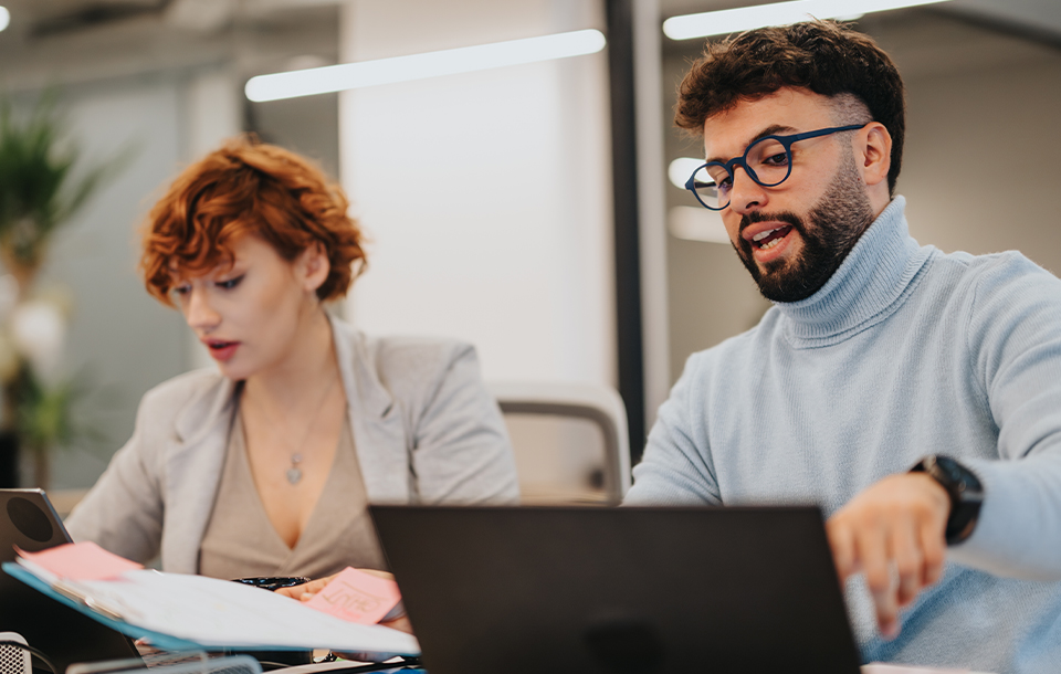 Two colleagues working together