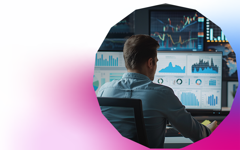 guy managing data on a computer