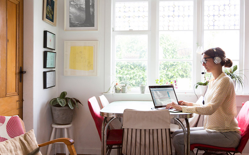 woman at laptop working from home