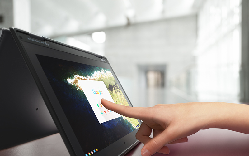 Student working on a ThinkPad