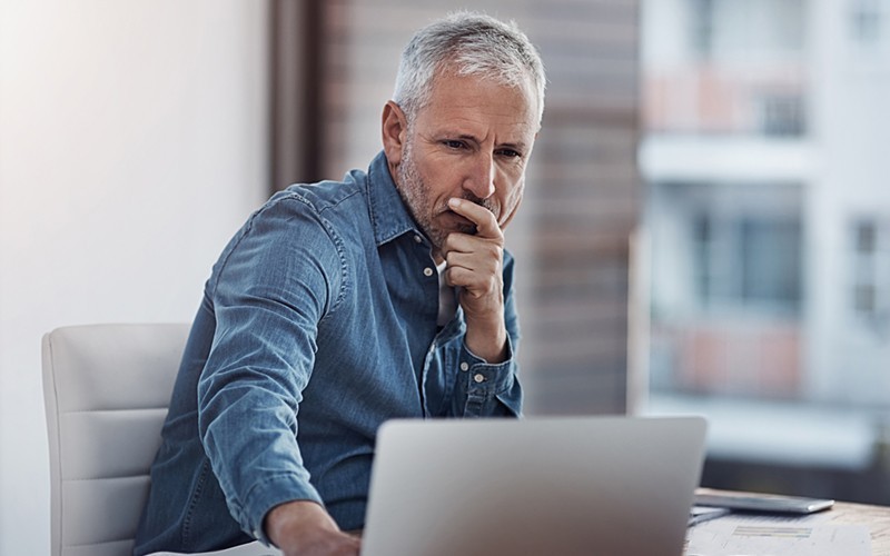 Business man working on laptop