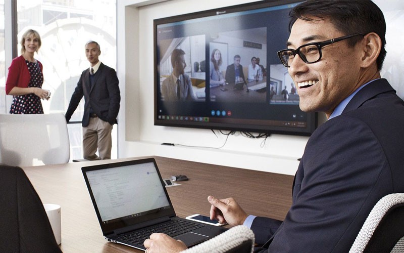 Business meeting using videoconferencing