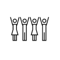 Four Non-gender specific Stick Figures Celebrating