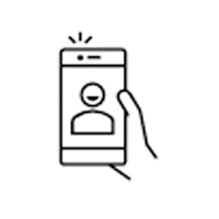 Simple drawing showing a phone screen with person