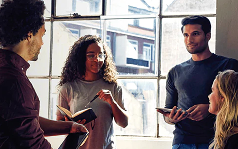 Group of people with Samsung devices