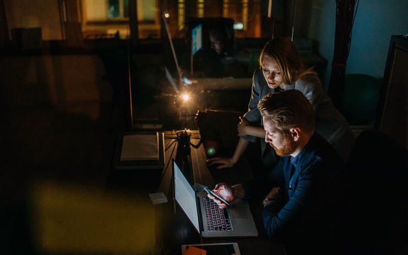 Team working at night