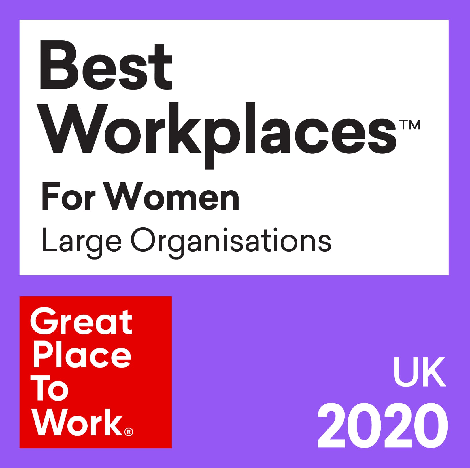 Great Place To Work - For Women UK 2020 Badge