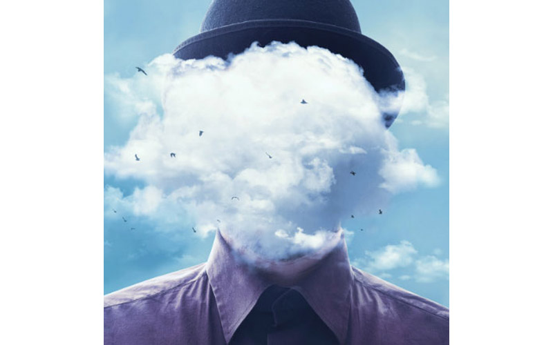 Man with a cloud as a head
