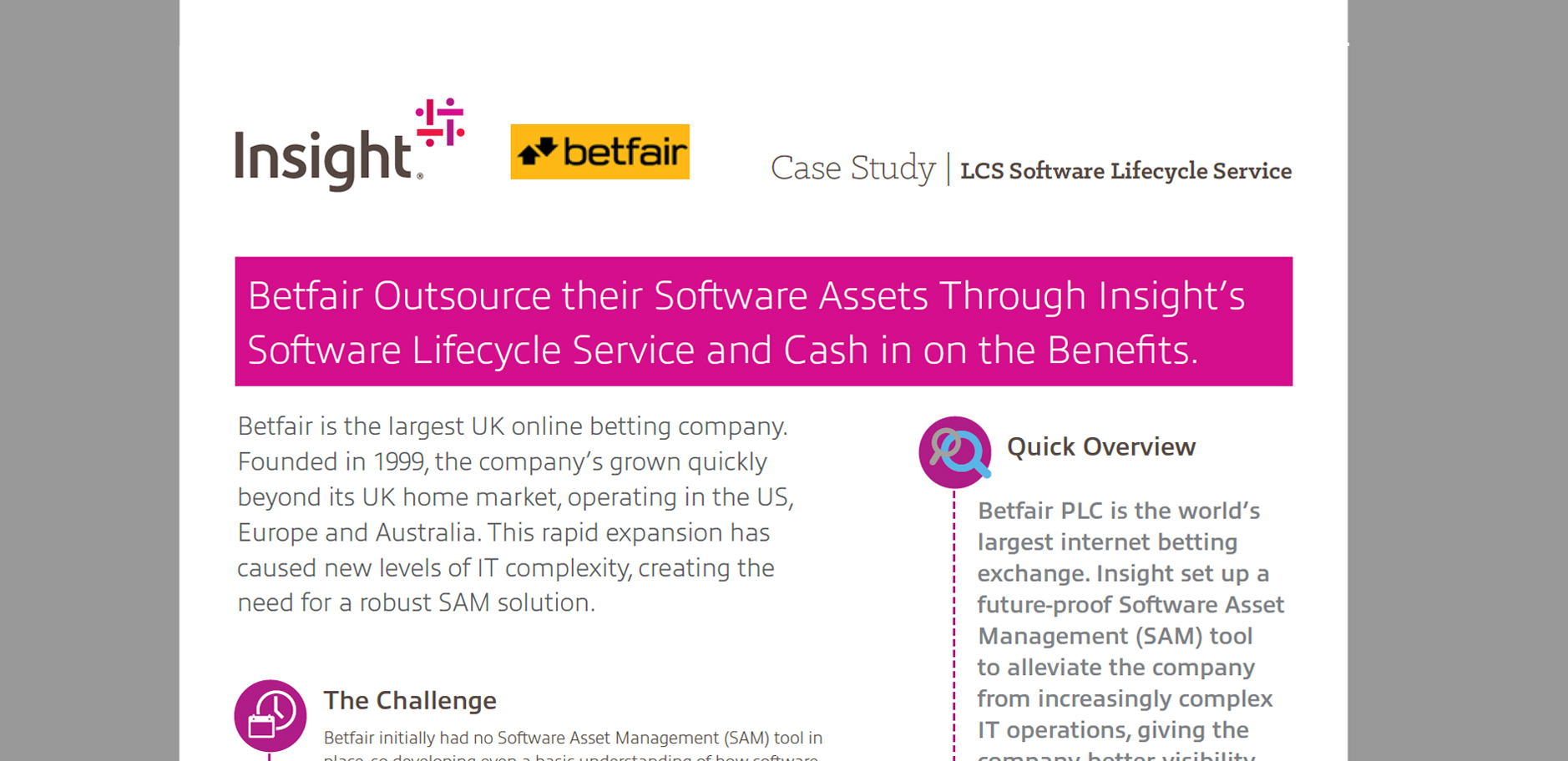 Article Betfair: Outsource software assets with LCS Managed Services Image