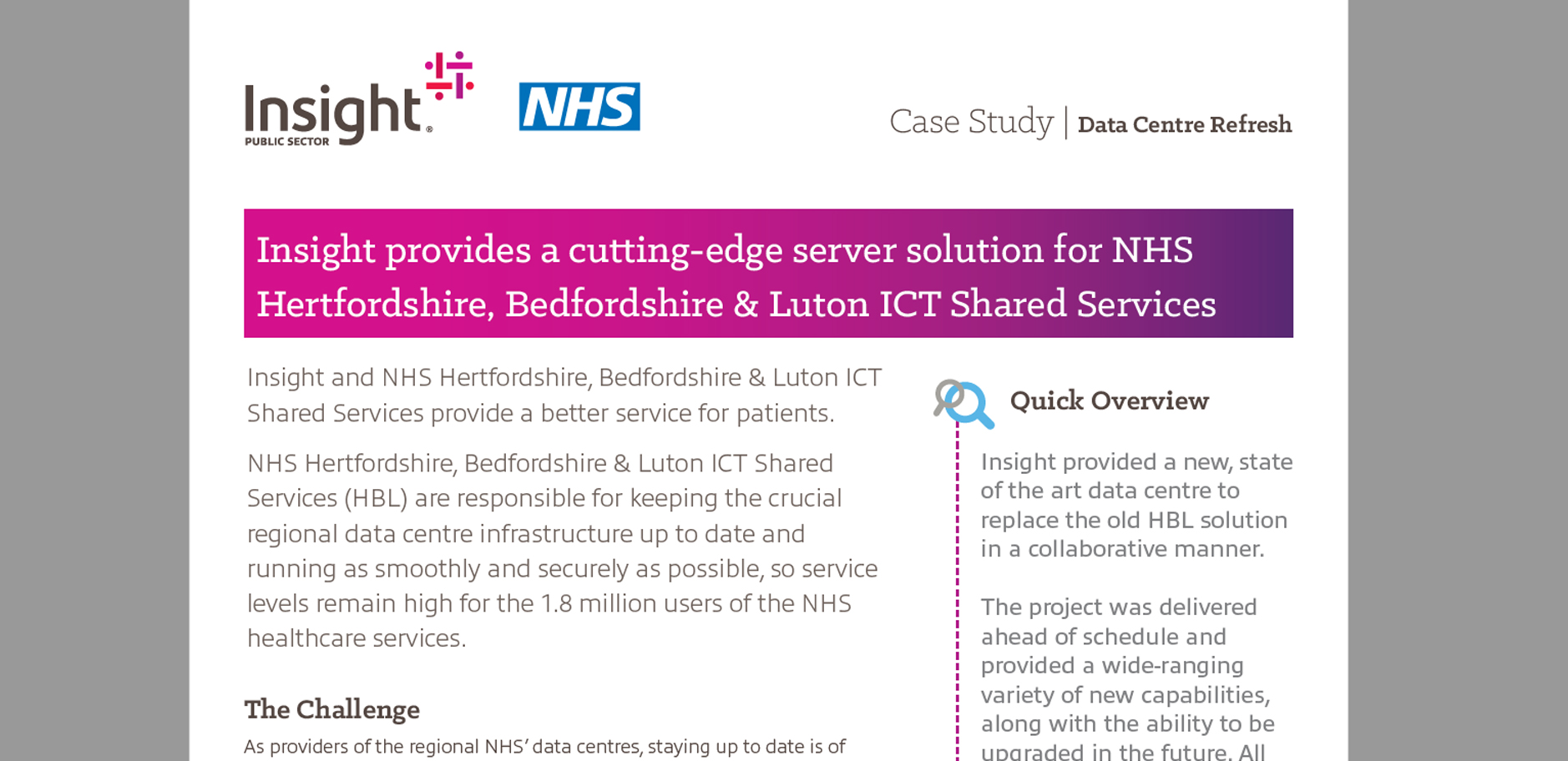 Download the case study below to learn how Insight helped the NHS