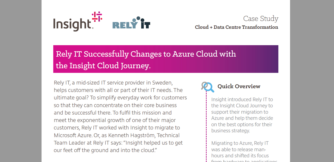 Article Rely IT Successfully Changes to Azure Cloud with the Insight Cloud Journey Image