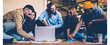 group of colleagues working together on a project