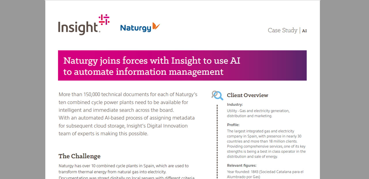 Article Naturgy joins forces with Insight to use AI to automate information management Image