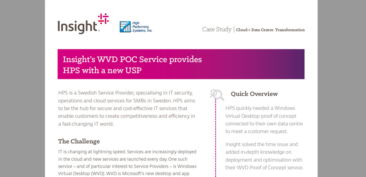 Article Insight’s WVD POC Service provides HPS with a new USP Image