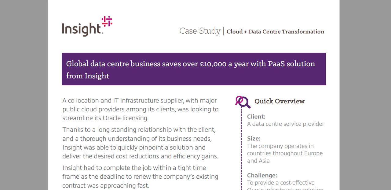 Article Global DC Business Saves With PaaS Solution from Insight Image