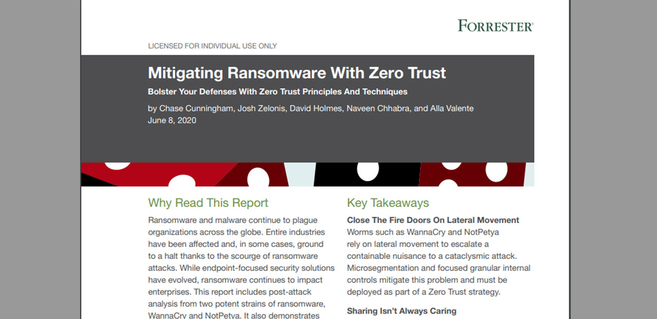 Article Forrester: Mitigating Ransomware With Zero Trust Image