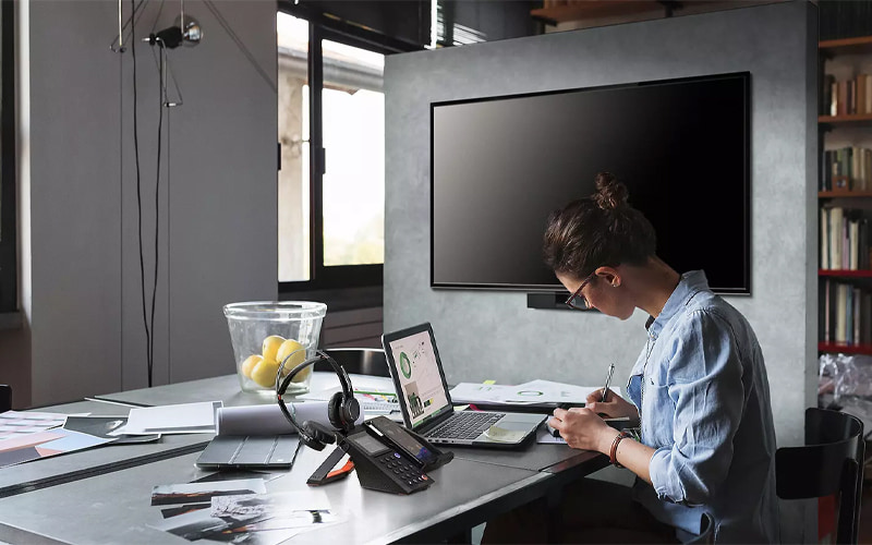 Woman working from home effectively