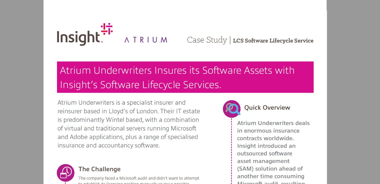 Atrium: Save time and reduce costs with an outsourced SAM solution Learn how Insight helped with Atrium's infrastructure