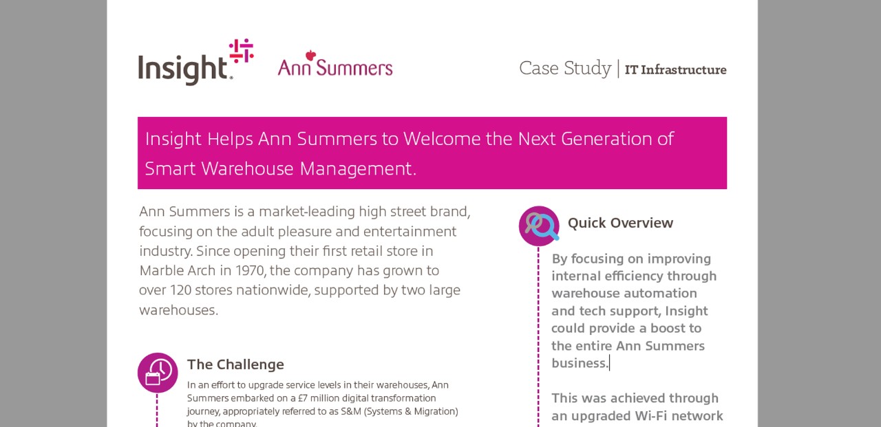 Welcome the Next Generation of Smart Warehouse Management Learn how Insight helped Ann Summers with their digital transformation journey