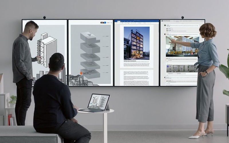 Collaboration with multiple Surface Hub devices