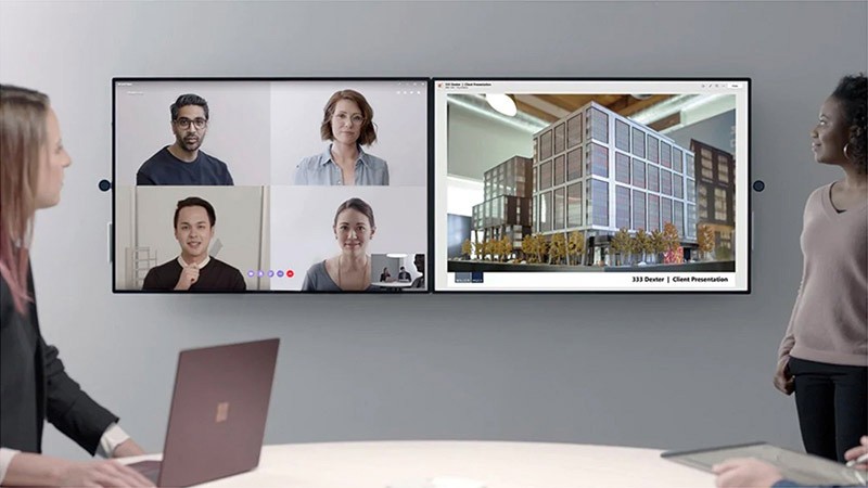 Microsoft Teams conference on Surface Hub 2S