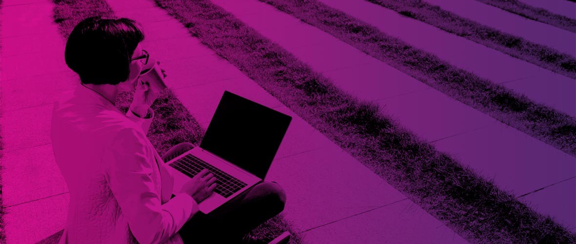 Graphic cover of woman working on a laptop