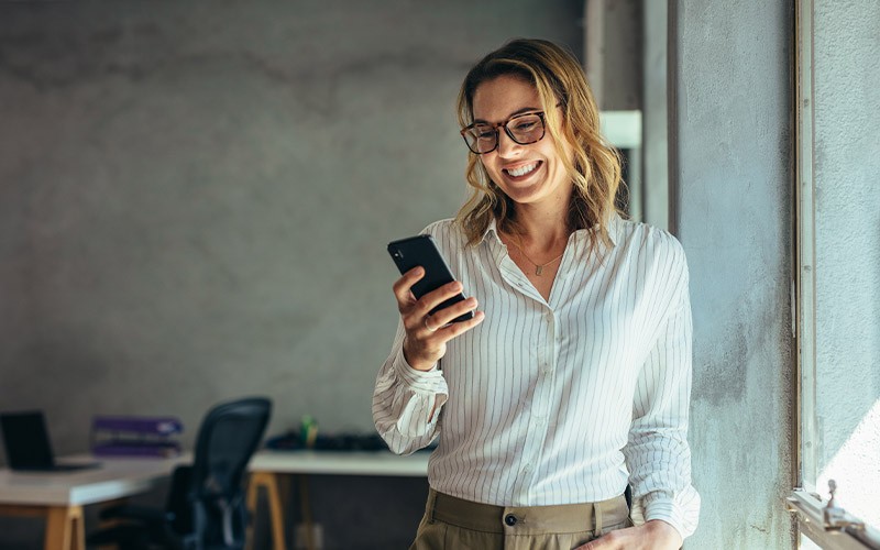 Collaborate effectively with 8x8 at Insight. Woman having a video call