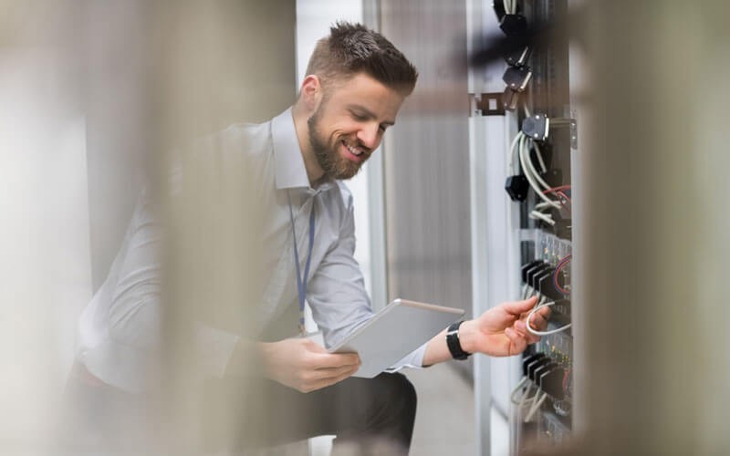 Technician working in Data Center